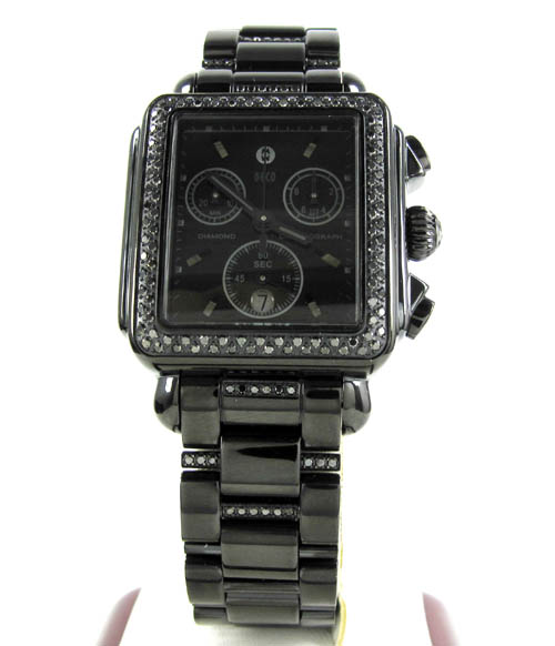 Ladies michele deco day black diamond dial black stainless steel watch 0.60ct - Image 2