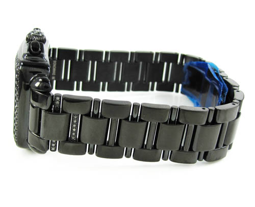 Ladies michele deco day black diamond dial black stainless steel watch 0.60ct