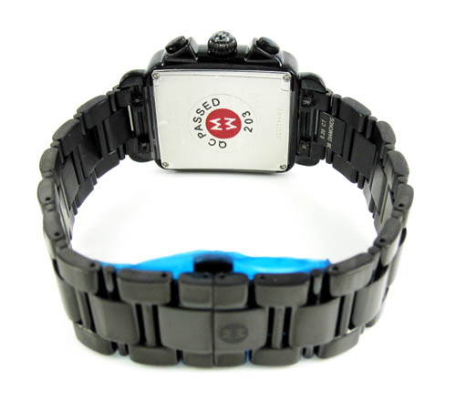 Ladies michele deco day black diamond dial black stainless steel watch 0.60ct