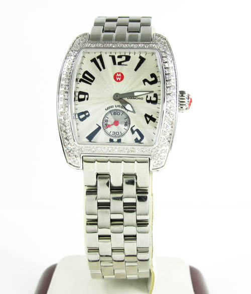 Buy Ladies Michele Mini Urban Diamond White Stainless Steel Watch 