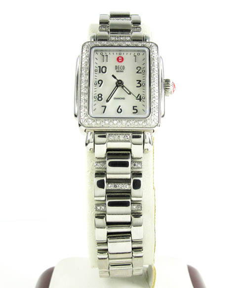Ladies michele deco mini diamond white stainless steel watch 0.36ct - Image 2