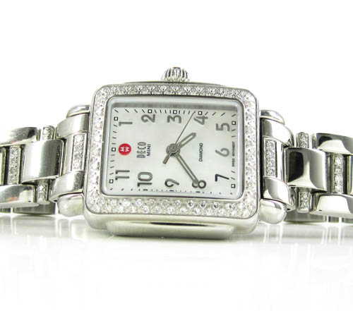 Buy Ladies Michele Deco Mini Diamond White Stainless Steel Watch 0.36ct Online at SO ICY JEWELRY