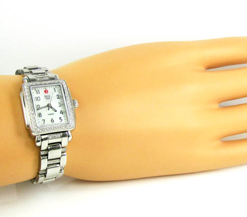 Ladies michele deco mini diamond white stainless steel watch 0.36ct - Image 7