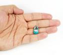 14k white gold turquoise blue enamel diamond heart baby shoe pendant 0.08ct