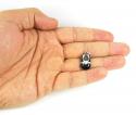 14k white gold black enamel diamond heart baby shoe pendant 0.08ct
