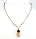 14k yellow gold enamel diamond baby shoe pendant 0.01ct