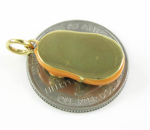 18k yellow gold orange enamel diamond flower lady bug baby shoe pendant 0.03ct - Image 4