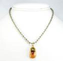 18k yellow gold orange enamel diamond flower lady bug baby shoe pendant 0.03ct