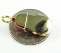 14k yellow gold red enamel diamond flower baby shoe pendant 0.10ct