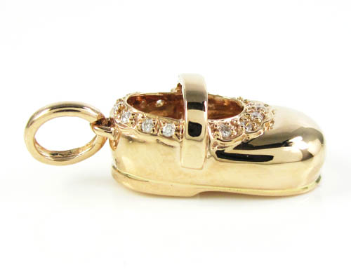 18k gold diamond baby shoe pendant 0.08ct
