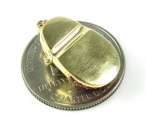 14k yellow gold diamond & purple sapphire baby shoe pendant 0.51ct - Image 3