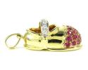 14k yellow gold diamond & purple sapphire baby shoe pendant 0.51ct