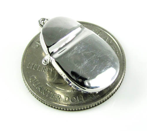 14k white gold diamond & blue sapphire baby shoe pendant 0.51ct