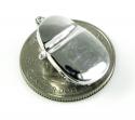 14k white gold diamond & blue sapphire baby shoe pendant 0.51ct
