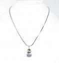 14k white gold diamond & blue sapphire baby shoe pendant 0.51ct