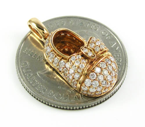 18k rose gold diamond baby shoe pendant 0.92ct - Image 4