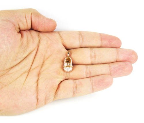 18k rose gold diamond baby shoe pendant 0.92ct