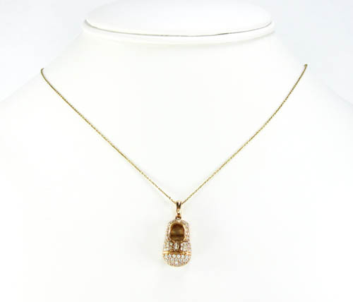 18k rose gold diamond baby shoe pendant 0.92ct