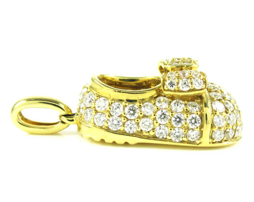 18k yellow gold diamond baby shoe pendant 0.92ct - Image 2