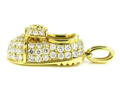 18k yellow gold diamond baby shoe pendant 0.92ct - Image 3
