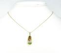 14k yellow gold diamond & green emerald baby shoe pendant 0.17ct