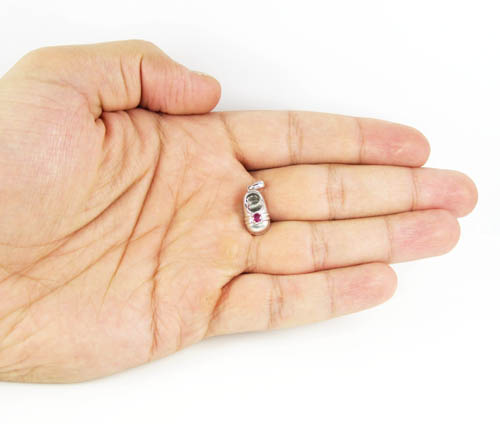 14k white gold purple ruby baby shoe pendant 0.20ct - Image 4