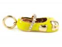 14k rose gold yellow enamel diamond flower baby shoe pendant 0.10ct