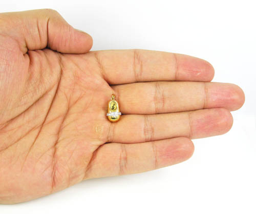 14k yellow gold diamond heart baby shoe pendant 0.09ct - Image 4