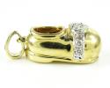 14k yellow gold diamond heart baby shoe pendant 0.09ct