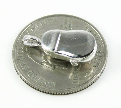 14k white gold diamond & purple ruby heart baby shoe pendant 0.09ct - Image 3