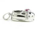 14k white gold diamond & purple ruby heart baby shoe pendant 0.09ct