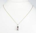 14k white gold diamond & purple ruby heart baby shoe pendant 0.09ct