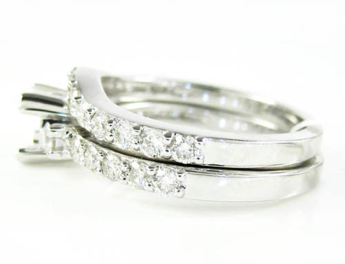 Ladies 14k white gold round diamond semi mount ring set 1.15ct