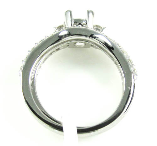 Ladies 14k white gold round diamond semi mount ring set 1.15ct