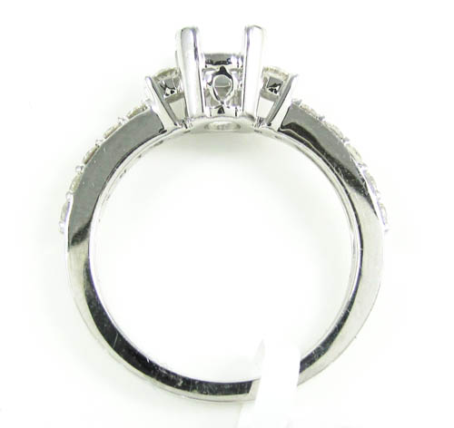 Ladies 14k white gold round diamond semi mount ring set 1.15ct - Image 5