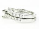 Ladies 14k white gold round diamond semi mount ring set 1.15ct