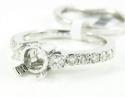 Ladies 14k white gold round diamond semi mount ring set 1.15ct