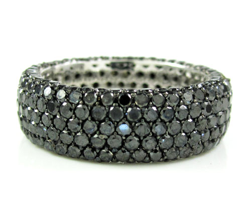 Ladies 14k white gold black diamond eternity band 4.75ct