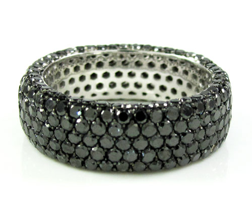 Ladies 14k white gold black diamond eternity band 4.75ct