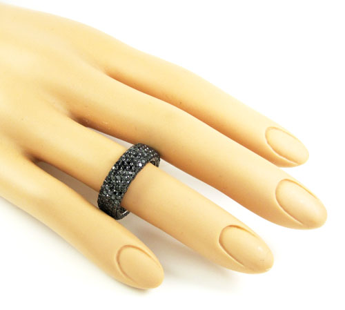 Ladies 14k white gold black diamond eternity band 4.75ct