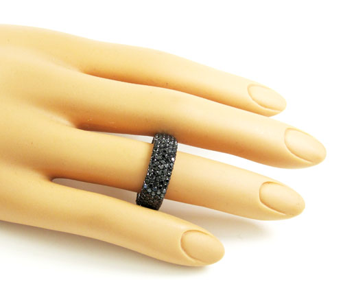 Ladies 14k white gold black diamond eternity band 4.75ct
