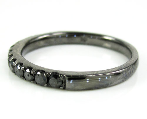 Ladies 14k black gold black diamond wedding band 0.39ct - Image 2