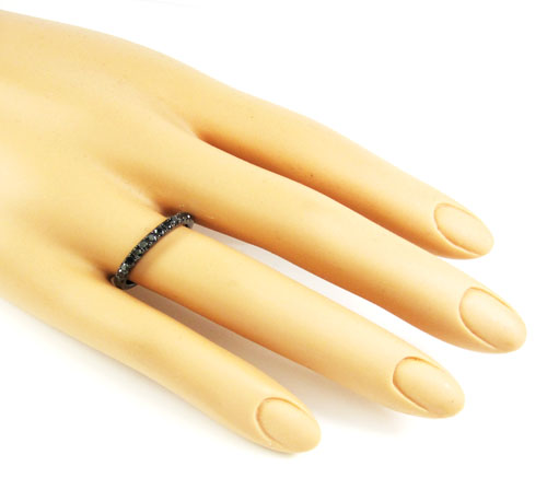 Ladies 14k black gold black diamond wedding band 0.39ct - Image 4