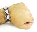 Mens white stainless steel champagne rhinestone round fendi style bracelet 3.50ct
