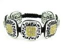 Mens white stainless steel canary rhinestone box fendi style bracelet 3.50ct