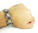 Mens white stainless steel canary rhinestone box fendi style bracelet 3.50ct