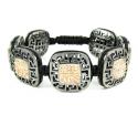 Mens black stainless steel champagne rhinestone box fendi style bracelet 3.50ct