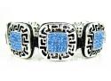 Mens white stainless steel blue rhinestone box fendi style bracelet 3.50ct