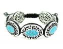 Mens white stainless steel aqua blue rhinestone oval fendi style bracelet 3.50ct