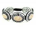 Mens white stainless steel champagne rhinestone oval fendi style bracelet 3.50ct